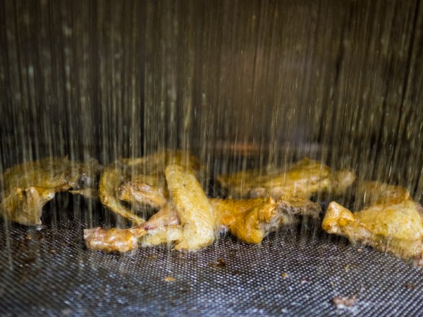 Molten hot grease, raining from above